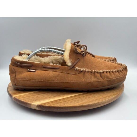 LL L.L. BEAN Brown Wicked Good Moccasins Slippers Sheepskin Shearling Men\'s 13M main image 4